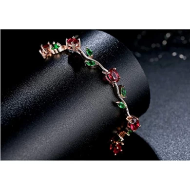 Wholesale Jewelry Fashion  Bracelet Diamond Bangle Bracelet  Rose Gold  Beautiful Leaves Designed Zircon Crystal Tennis Bracelets Friendly Gift