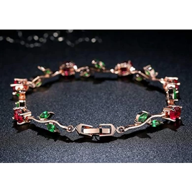 Wholesale Jewelry Fashion  Bracelet Diamond Bangle Bracelet  Rose Gold  Beautiful Leaves Designed Zircon Crystal Tennis Bracelets Friendly Gift