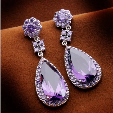 Wholesale New Fashion Gold Silver Plated Zircon Style Colorful Stud Earrings Women Fashion Jewelry