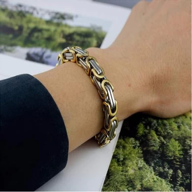 Venta al por mayor de productos fabricante Vintage mens pulsera 316 l de acero inoxidable pulseras brazaletes, 18 k oro chapado titanio pulseras joyería