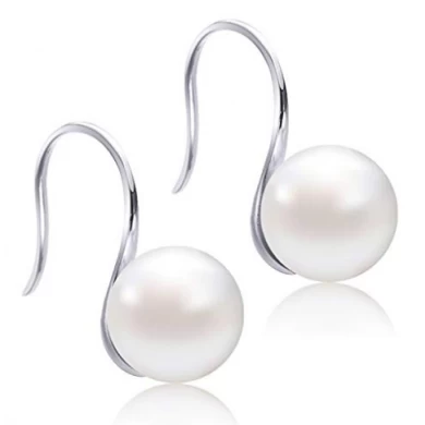 Women's Classical White Freshwater Cultured Pearl Dangle Earrings Shenzhen Factory