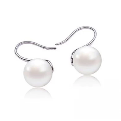 Women's Classical White Freshwater Cultured Pearl Dangle Earrings Shenzhen Factory