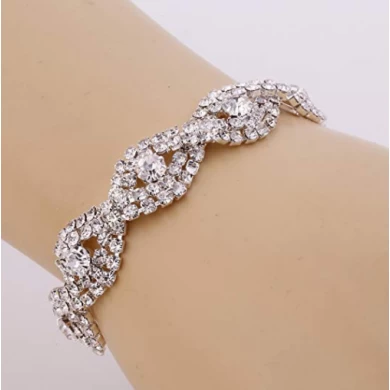 Womens Silver Plated White Clear Rhinestone Crystal Bracelet Jewelry Supplier