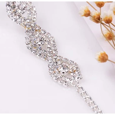 Womens Silver Plated White Clear Rhinestone Crystal Bracelet Jewelry Supplier