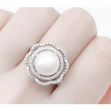 custom 925 sliver rotary jewelry pearl ring Supplier from China