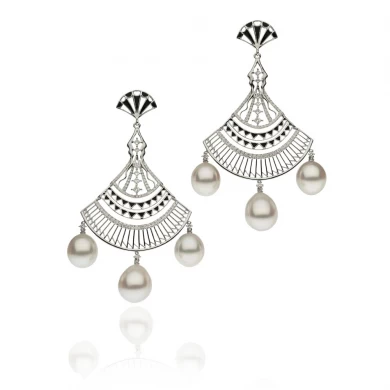 Round Pearl Fan Shape Ohrringe, fashion earrings für Frauen Schmuck, Frauen Ohrringe e1018