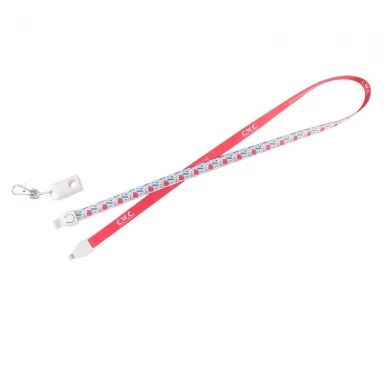 2 in 1 customized logo lenny lanyard charging cable for iphone & micro usb