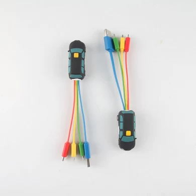 4 в 1 пользовательский логотип дизайн автомобиля пвх зарядный кабель USB