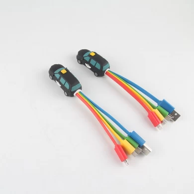 4 в 1 пользовательский логотип дизайн автомобиля пвх зарядный кабель USB