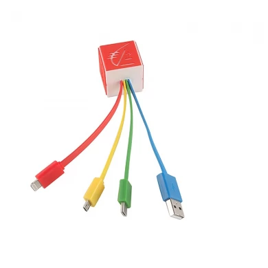 Сделанный на заказ фирменный логотип 3D дизайн ПВХ мульти USB-кабель с зарядным устройством