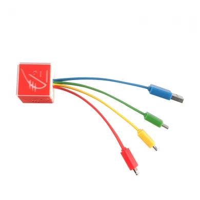 Сделанный на заказ фирменный логотип 3D дизайн ПВХ мульти USB-кабель с зарядным устройством