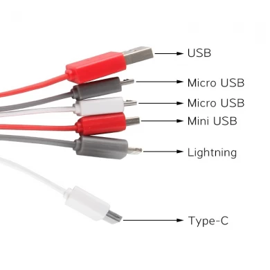 Branded imprinted logo usb multi port  6 in 1 usb c charging cables