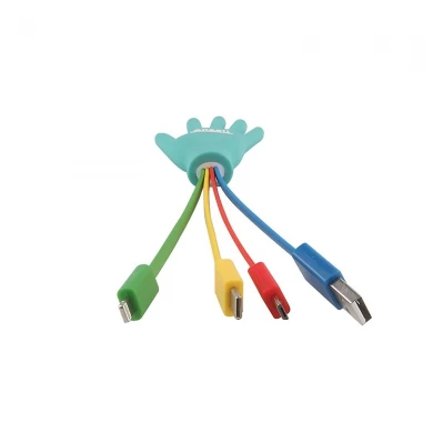 Изготовленный на заказ логотип ПВХ 4 в 1 быстрая зарядка USB-кабель