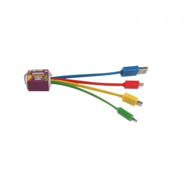 Niestandardowe projektowanie logo żywności 4-głowicowy multi-pvc ładujący kable USB USA