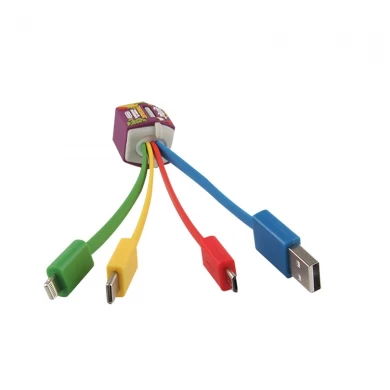 Индивидуальный логотип еда дизайн 4 головы мульти ПВХ зарядка USB-кабели США