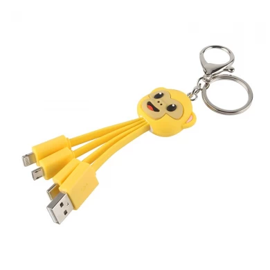 Customized 3 in 1 Funny Monkey shape multi USB Charging Cable