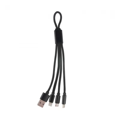 Нейлоновая оплетка быстро 3 в 1 микро USB кабель зарядного устройства логотип