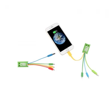 Conception de logo d'ODM d'OEM 4 dans 1 câble de chargeur d'usb de PVC pour des cadeaux promotionnels
