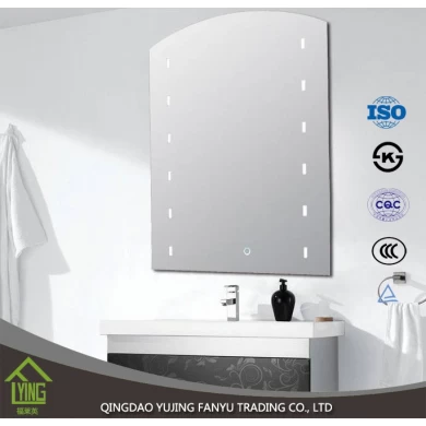 格安価格シルバー素材のバスルームの鏡に光が接続されています。