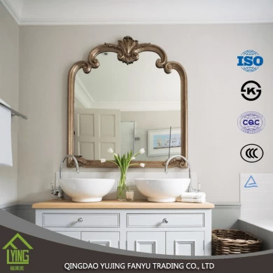 Usage décoratif, haute qualité argent décoratif enduit miroir de décor de salle de bains en verre en gros