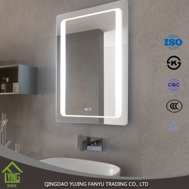 Nuevo espejo de diseño con vidrio de flotador de baño decorativa luz led espejo plata 3mm