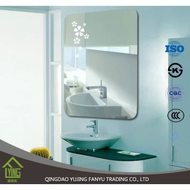 Espelho de novo design com vidro de flutuador levou luz decorativa banheiro espelho 3mm prata