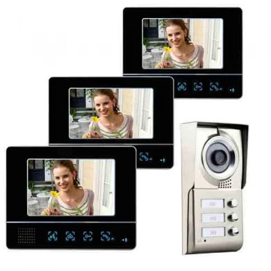 गृह सुरक्षा इंटरकॉम सिस्टम 7 "एलसीडी वीडियो डोर फोन किट समर्थन तीन परिवारों PY-V812MC13