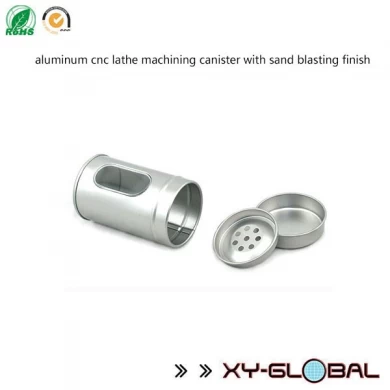 aluminum cast manufactory, Aluminum CNC lathe machining canister with sand blasting finish