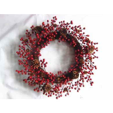 12 英寸人工红色浆果圣诞花环