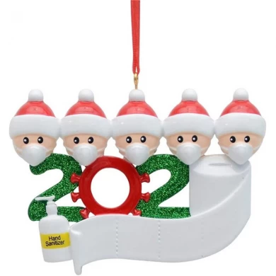 2020 quarantine ornament In stock Amazon hotsales DIY blessing Christmas pendant hanging Snowman family quarantine gifts
