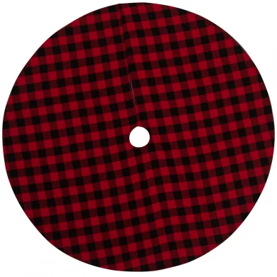 36 48 54 inch Checked Christmas Tree Skirt with Red and Black Plaid Deco for Holiday Party Tree Mat