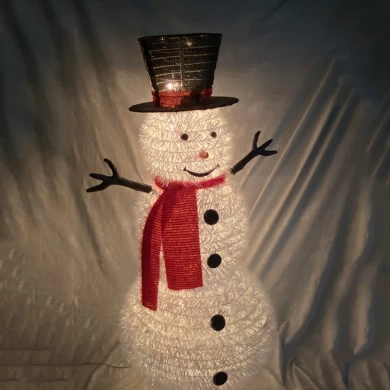 48 inches Pop up snowman Pre-Lit White PVC Collapsible Christmas Snowman with Top Hat and 8 Built-in C7 Bulbs