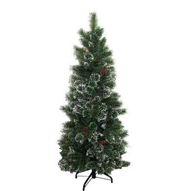 6,5 pies pre iluminado cristal pino claro luces Navidad