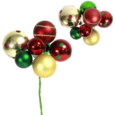 Decorative Plastic Christmas Ornament Ball Pick