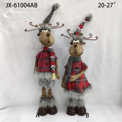 Elk Doll Standing Moose Handmade Stuffed Plush Christmas Reindeer for Home Decor Xmas Decoration Holiday Presents