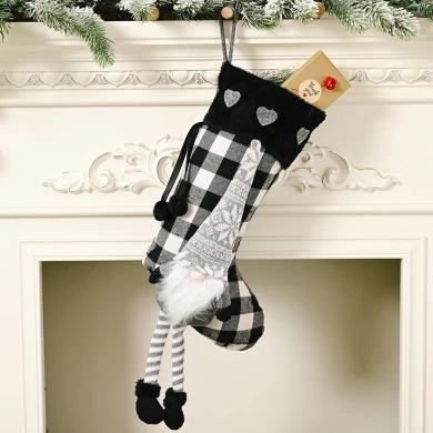 Hanging xmas tree ornaments decor plush candy gift bags santa knit christmas stocking