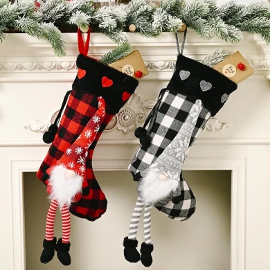 Hanging xmas tree ornaments decor plush candy gift bags santa knit christmas stocking