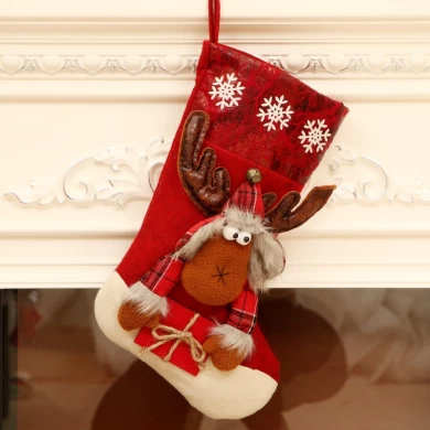 Large plush candy gift bag santa christmas stockings for hanging decoration