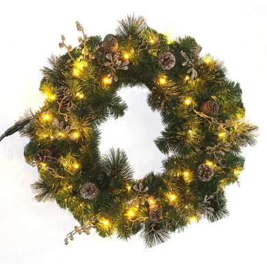 PVC Christmas Wreath with Natural Pinecone Decorations
