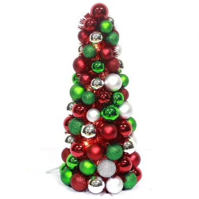 Plated colorful Plastic Ball Christmas tree wraped Tinsel