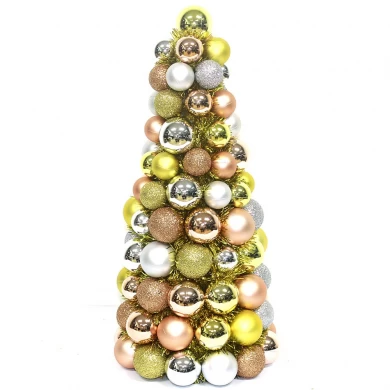 Plated colorful Plastic Ball Christmas tree wraped Tinsel