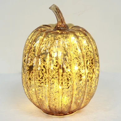 Pumpkin Shaped Glass Lighted Ornament
