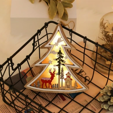 Snowflake heart pentastar tree shape bedroom Lamp lights Christmas led Wood tree for home decoration