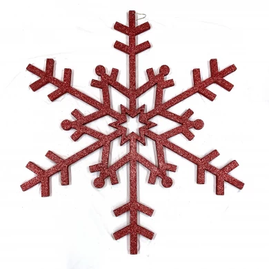 Xmas decoration supplier plastic hanging ornaments 40 inch red christmas snowflake glitter
