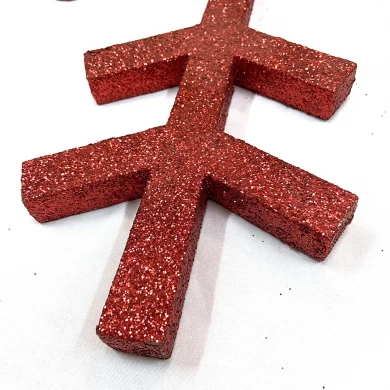 Xmas decoration supplier plastic hanging ornaments 40 inch red christmas snowflake glitter