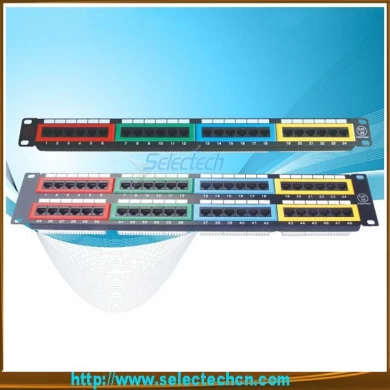24 ports Cat.5e Cat6 Patch Panel with Identification Numbers and color label
