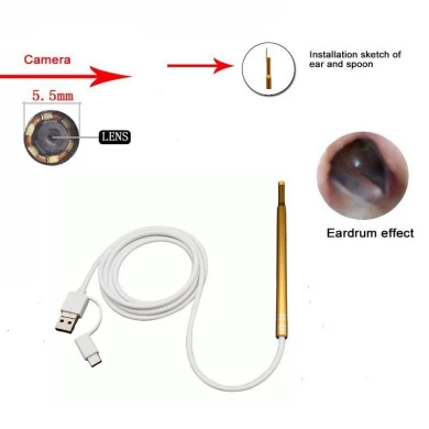 3 In 1 dropshipping USB 5,5 mm Visuele nieuwe HD -oorwas Verwijderen Reiniging oorreiniging Endoscoopcamera