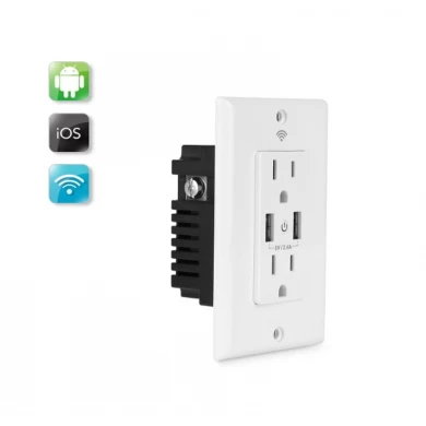 3.1A USB output American standard amazon alexa wifi faceplate smart outlet socket with led light