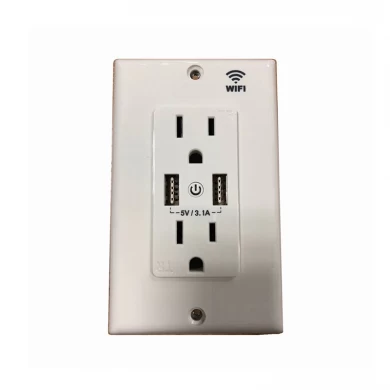 3.1A USB output American standard amazon alexa wifi faceplate smart outlet socket with led light