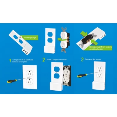 DIY Snap On Wall Outlets Cover Plate Replacement Duplex White Outlet Wall Plate Cover with Dual USB Charging Ports for Cellphones and Tablets